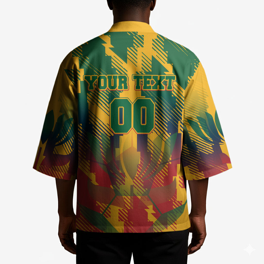 Personalized South Africa Football Kimono South African Flag Inspiration - Soccer Graphic Bold Color Blocks