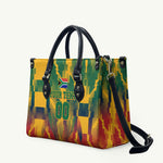 Personalized South Africa Football Leather Bag South African Flag Inspiration - Soccer Graphic Bold Color Blocks
