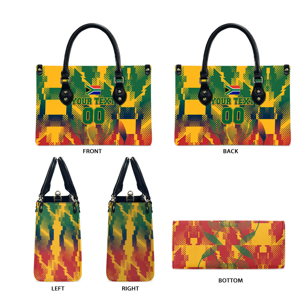 Personalized South Africa Football Leather Bag South African Flag Inspiration - Soccer Graphic Bold Color Blocks