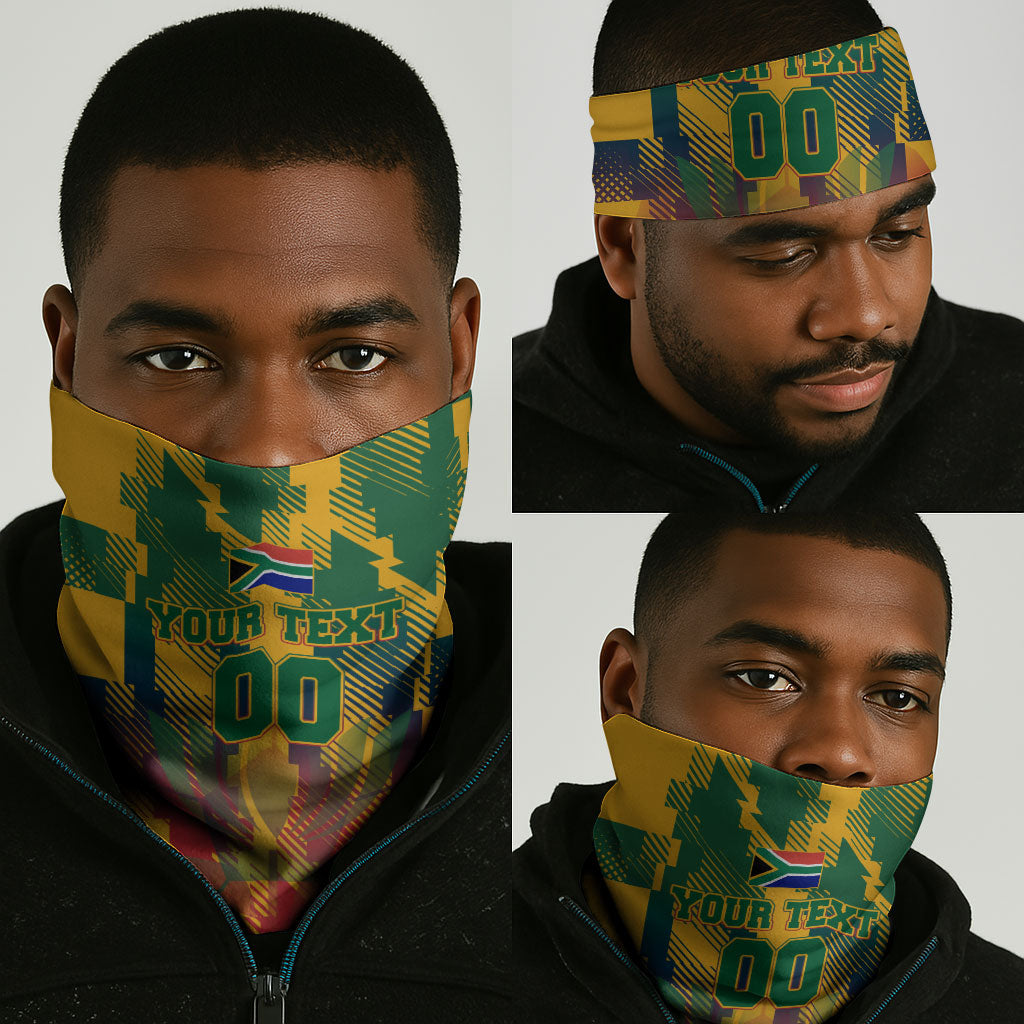 Personalized South Africa Football Neck Gaiter South African Flag Inspiration - Soccer Graphic Bold Color Blocks