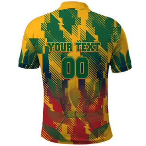 Personalized South Africa Football Polo Shirt South African Flag Inspiration - Soccer Graphic Bold Color Blocks