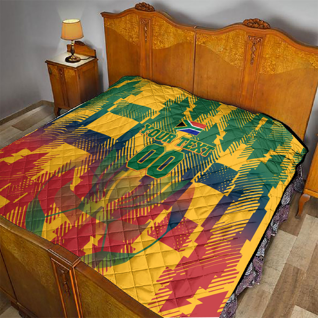 Personalized South Africa Football Quilt South African Flag Inspiration - Soccer Graphic Bold Color Blocks