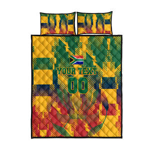 Personalized South Africa Football Quilt Bed Set South African Flag Inspiration - Soccer Graphic Bold Color Blocks