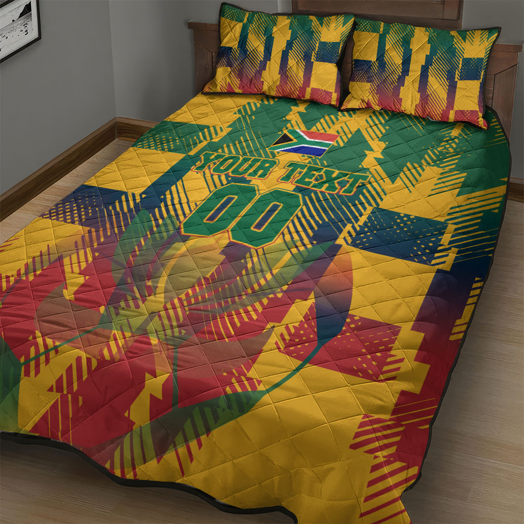 Personalized South Africa Football Quilt Bed Set South African Flag Inspiration - Soccer Graphic Bold Color Blocks