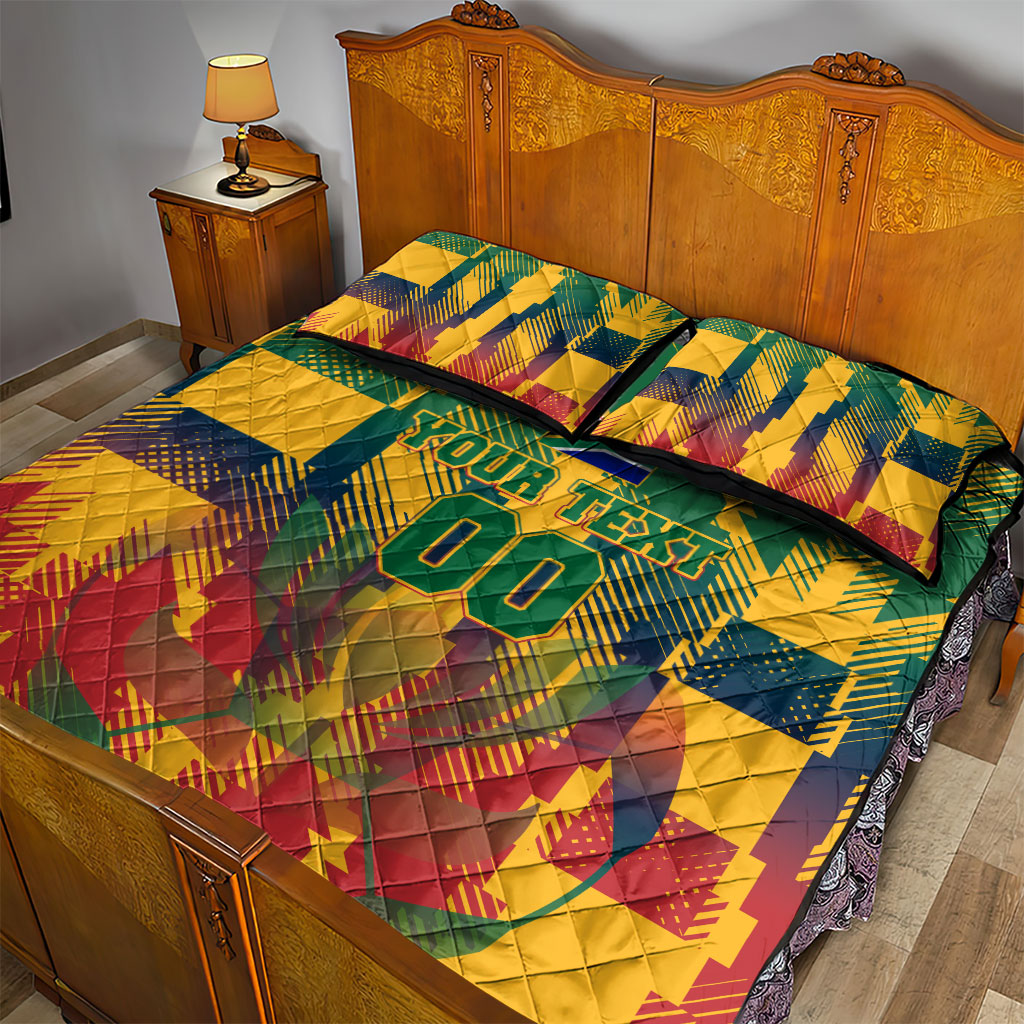 Personalized South Africa Football Quilt Bed Set South African Flag Inspiration - Soccer Graphic Bold Color Blocks