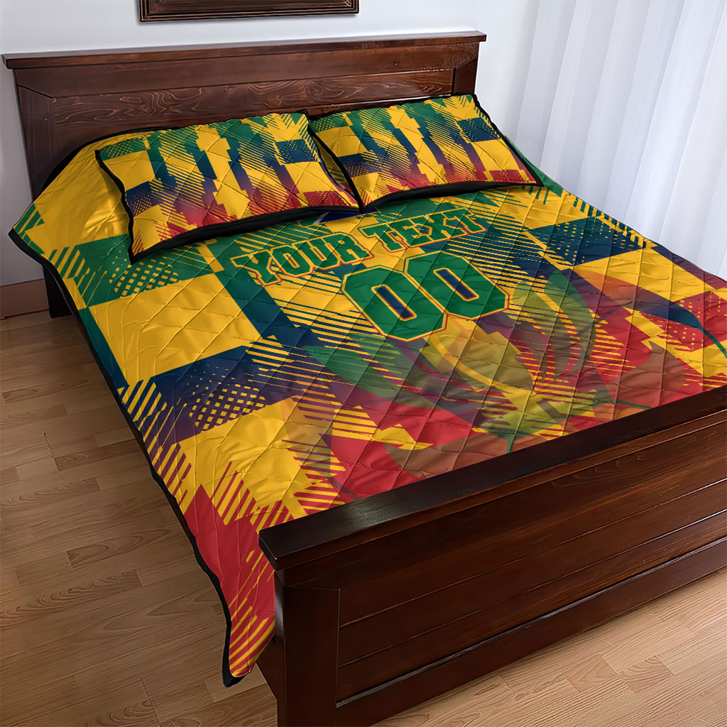 Personalized South Africa Football Quilt Bed Set South African Flag Inspiration - Soccer Graphic Bold Color Blocks