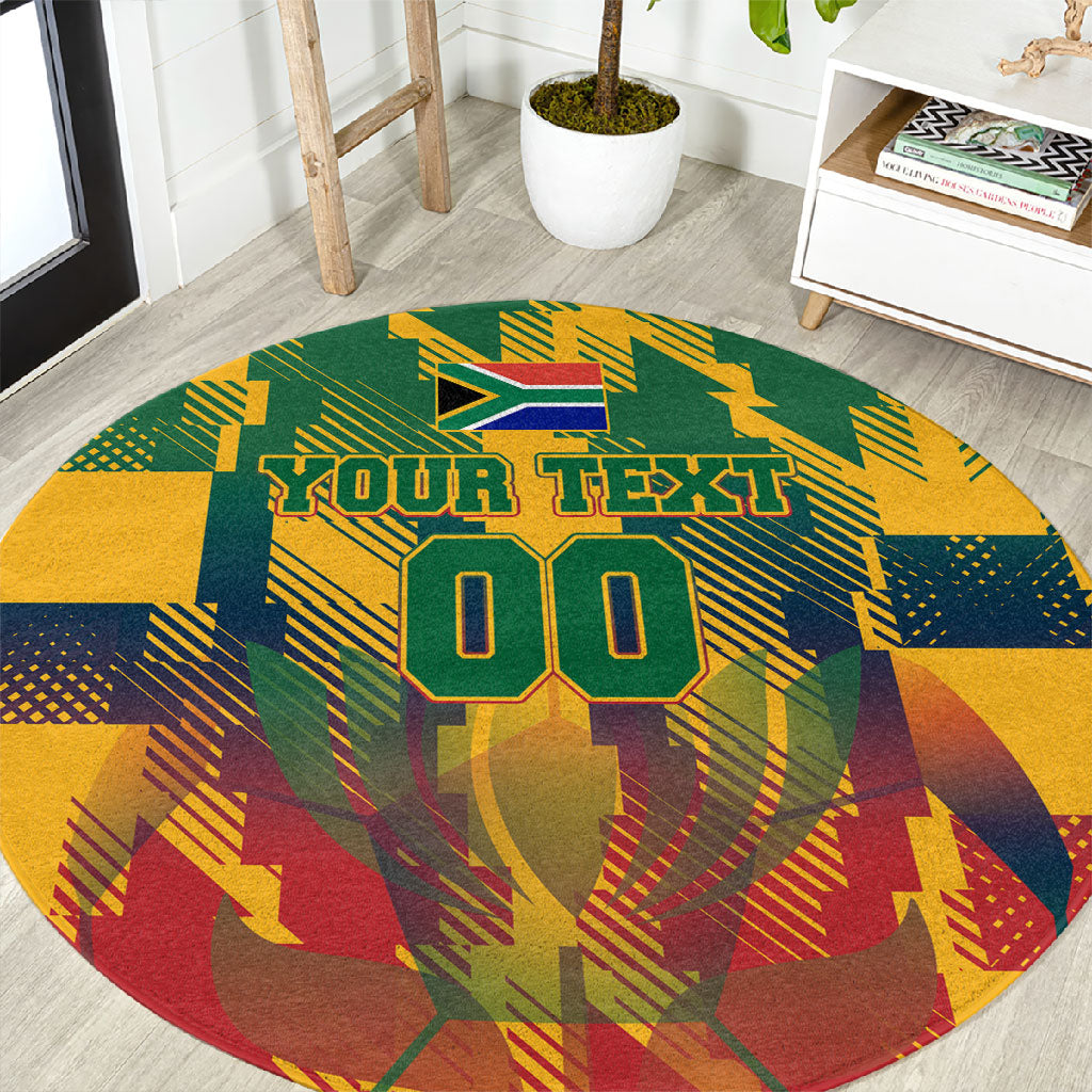 Personalized South Africa Football Round Carpet South African Flag Inspiration - Soccer Graphic Bold Color Blocks