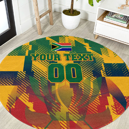 Personalized South Africa Football Round Carpet South African Flag Inspiration - Soccer Graphic Bold Color Blocks