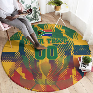 Personalized South Africa Football Round Carpet South African Flag Inspiration - Soccer Graphic Bold Color Blocks