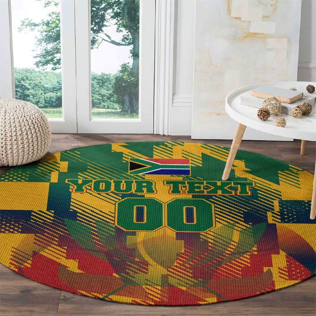 Personalized South Africa Football Round Carpet South African Flag Inspiration - Soccer Graphic Bold Color Blocks