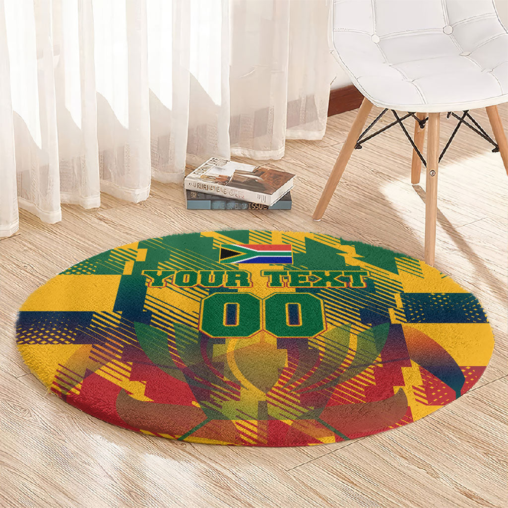 Personalized South Africa Football Round Carpet South African Flag Inspiration - Soccer Graphic Bold Color Blocks
