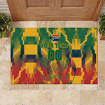 Personalized South Africa Football Rubber Doormat South African Flag Inspiration - Soccer Graphic Bold Color Blocks