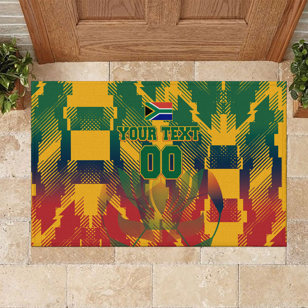 Personalized South Africa Football Rubber Doormat South African Flag Inspiration - Soccer Graphic Bold Color Blocks