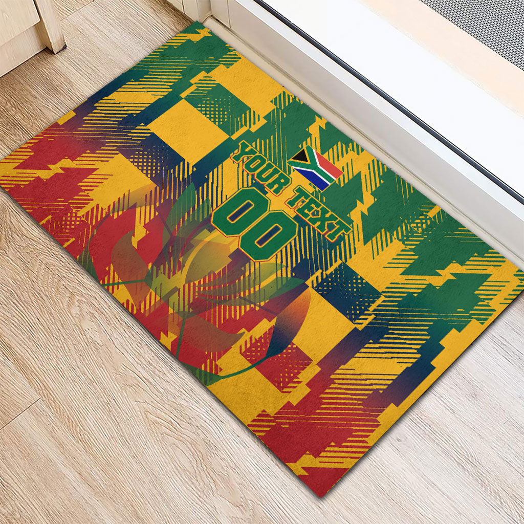 Personalized South Africa Football Rubber Doormat South African Flag Inspiration - Soccer Graphic Bold Color Blocks