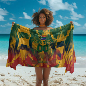 Personalized South Africa Football Sarong South African Flag Inspiration - Soccer Graphic Bold Color Blocks