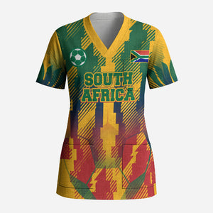 Personalized South Africa Football Scrub Top South African Flag Inspiration - Soccer Graphic Bold Color Blocks