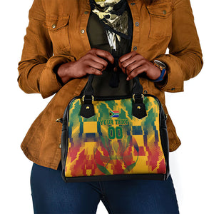 Personalized South Africa Football Shoulder Handbag South African Flag Inspiration - Soccer Graphic Bold Color Blocks