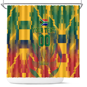 Personalized South Africa Football Shower Curtain South African Flag Inspiration - Soccer Graphic Bold Color Blocks