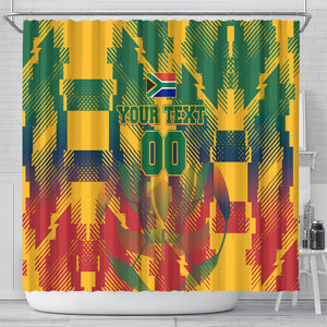 Personalized South Africa Football Shower Curtain South African Flag Inspiration - Soccer Graphic Bold Color Blocks