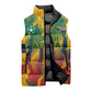 Personalized South Africa Football Sleeveless Puffer Jacket South African Flag Inspiration - Soccer Graphic Bold Color Blocks