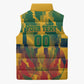 Personalized South Africa Football Sleeveless Puffer Jacket South African Flag Inspiration - Soccer Graphic Bold Color Blocks