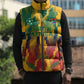 Personalized South Africa Football Sleeveless Puffer Jacket South African Flag Inspiration - Soccer Graphic Bold Color Blocks