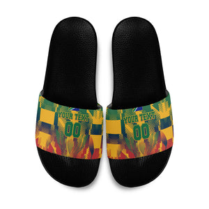 Personalized South Africa Football Slide Sandals South African Flag Inspiration - Soccer Graphic Bold Color Blocks