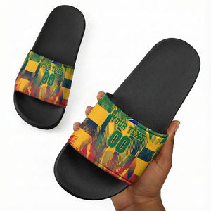 Personalized South Africa Football Slide Sandals South African Flag Inspiration - Soccer Graphic Bold Color Blocks