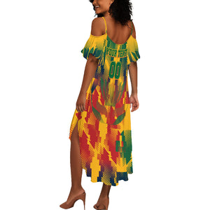 Personalized South Africa Football Summer Maxi Dress South African Flag Inspiration - Soccer Graphic Bold Color Blocks
