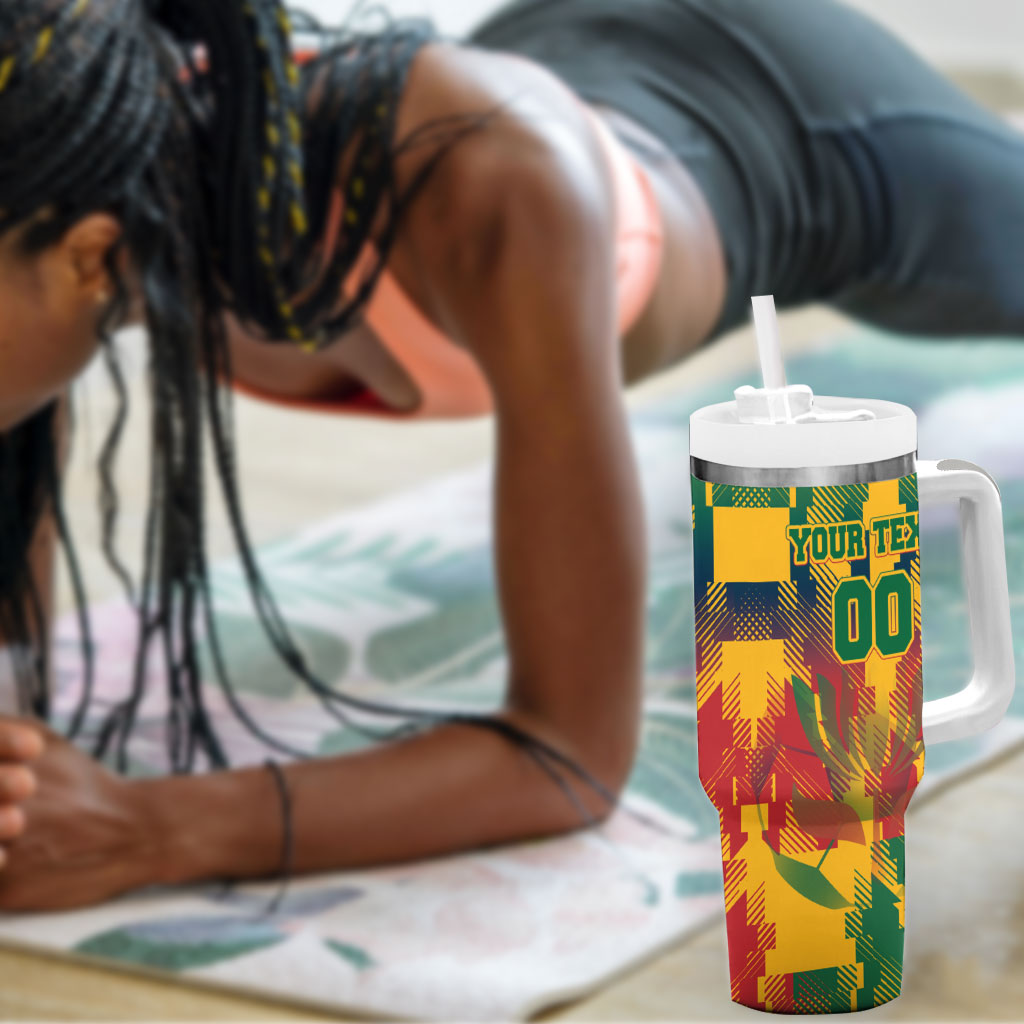 Personalized South Africa Football Tumbler With Handle South African Flag Inspiration - Soccer Graphic Bold Color Blocks