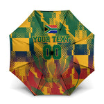Personalized South Africa Football Umbrella South African Flag Inspiration - Soccer Graphic Bold Color Blocks