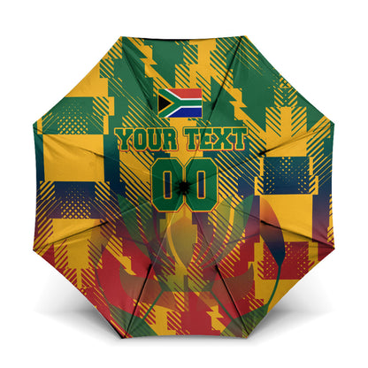 Personalized South Africa Football Umbrella South African Flag Inspiration - Soccer Graphic Bold Color Blocks