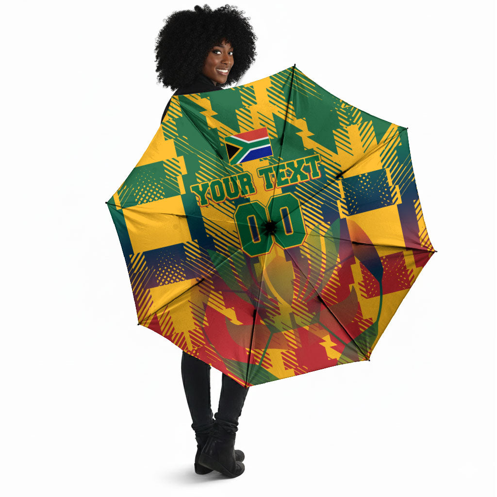 Personalized South Africa Football Umbrella South African Flag Inspiration - Soccer Graphic Bold Color Blocks