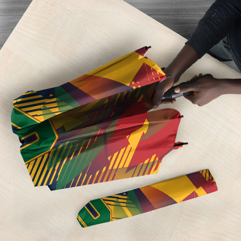 Personalized South Africa Football Umbrella South African Flag Inspiration - Soccer Graphic Bold Color Blocks