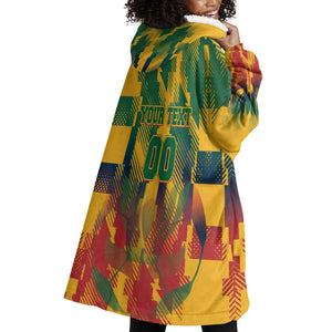 Personalized South Africa Football Wearable Blanket Hoodie South African Flag Inspiration - Soccer Graphic Bold Color Blocks