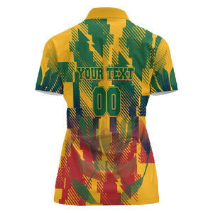 Personalized South Africa Football Women Polo Shirt South African Flag Inspiration - Soccer Graphic Bold Color Blocks