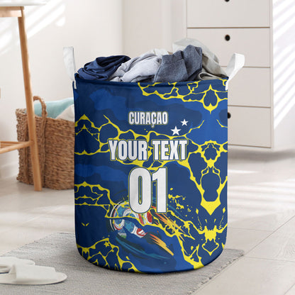 Personalized Curacao Football Laundry Basket Caribbean Splash Paint Soccer Graphic