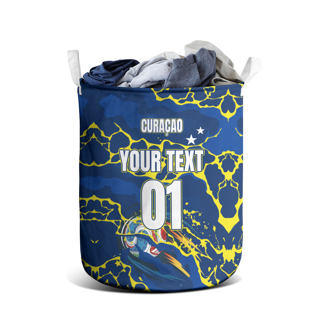 Personalized Curacao Football Laundry Basket Caribbean Splash Paint Soccer Graphic