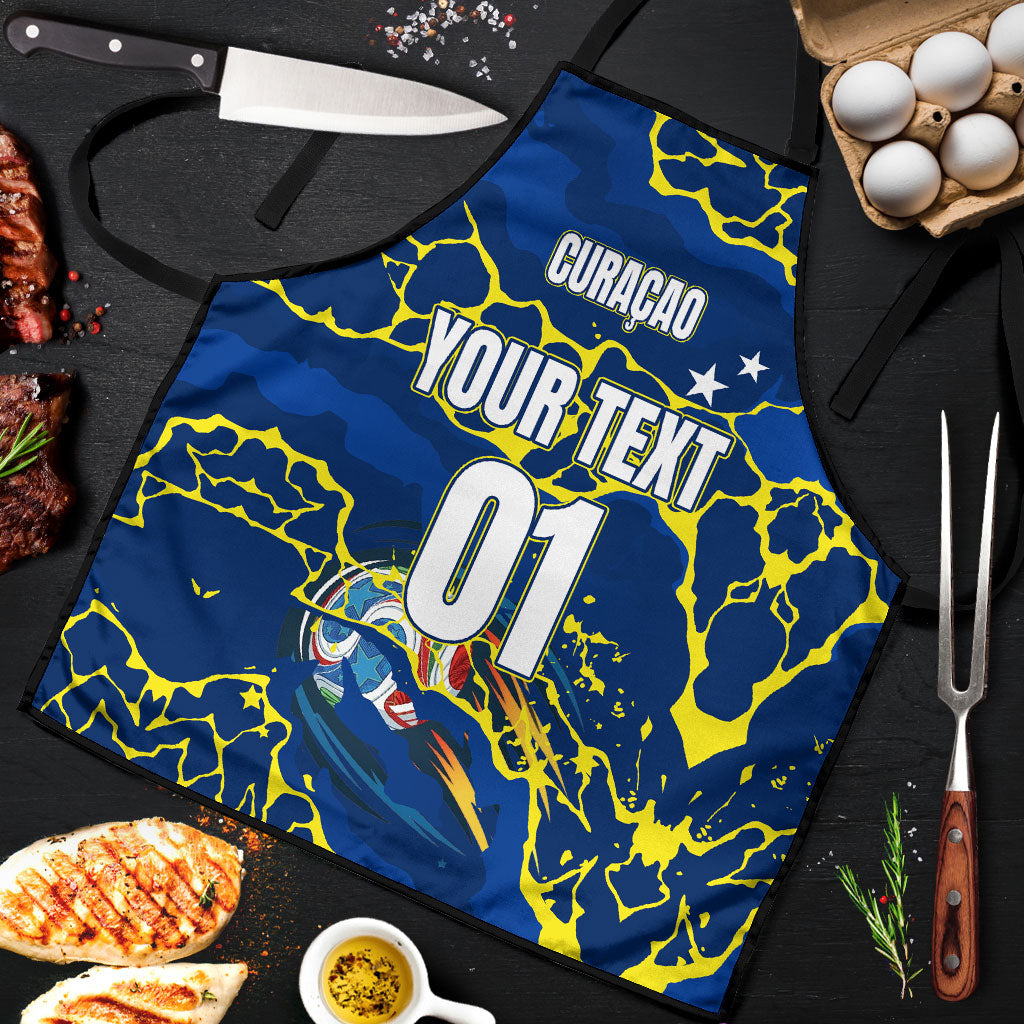 Personalized Curacao Football Apron Caribbean Splash Paint Soccer Graphic