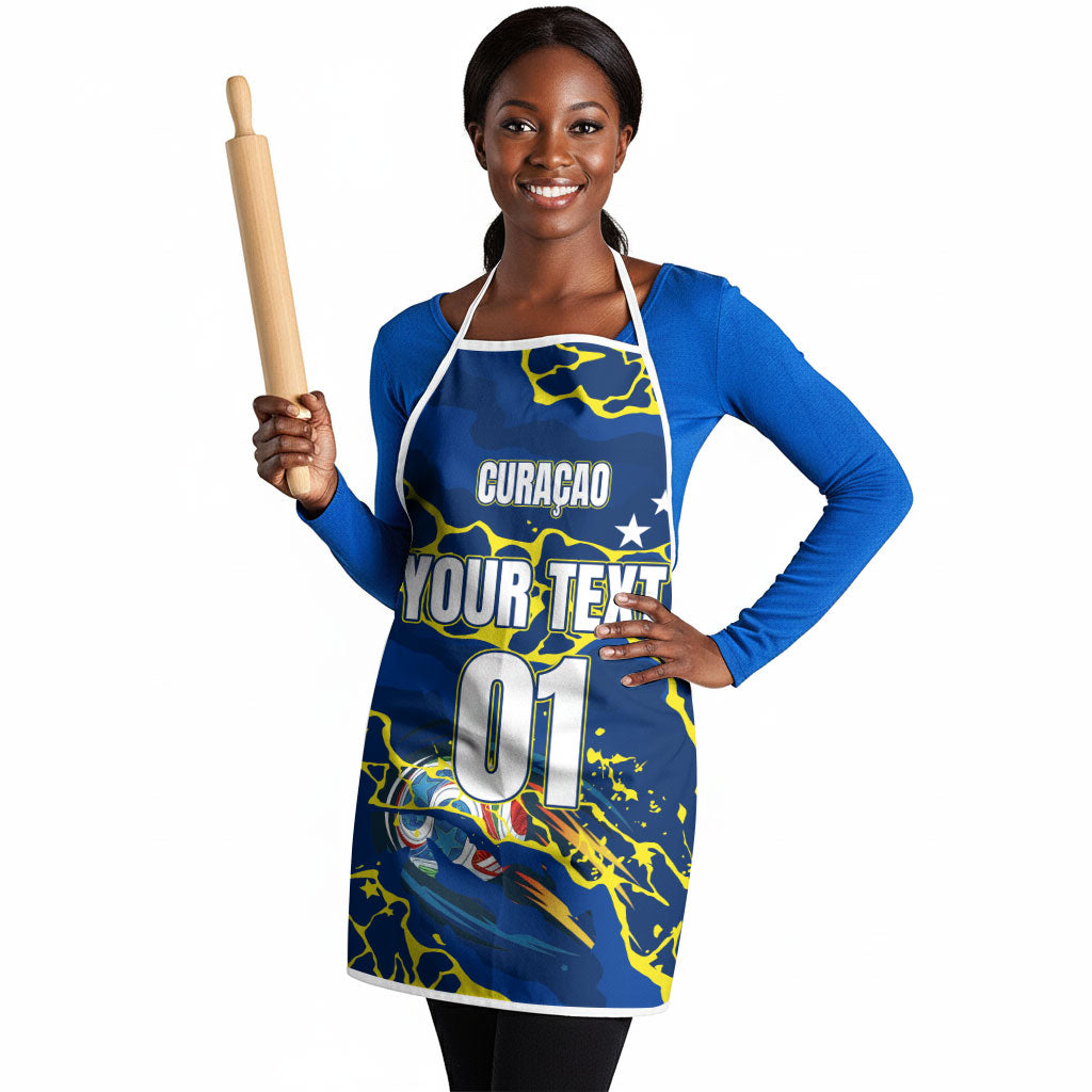 Personalized Curacao Football Apron Caribbean Splash Paint Soccer Graphic