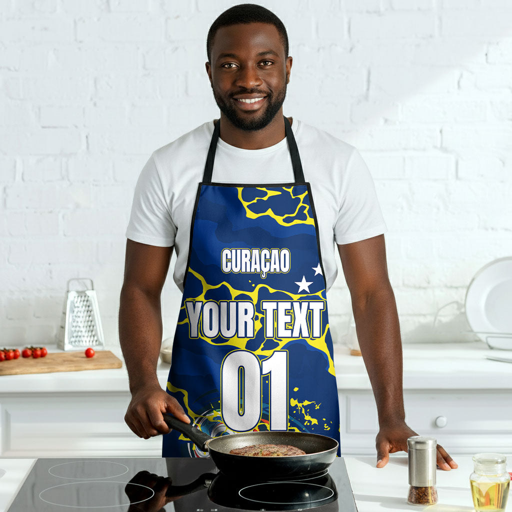 Personalized Curacao Football Apron Caribbean Splash Paint Soccer Graphic
