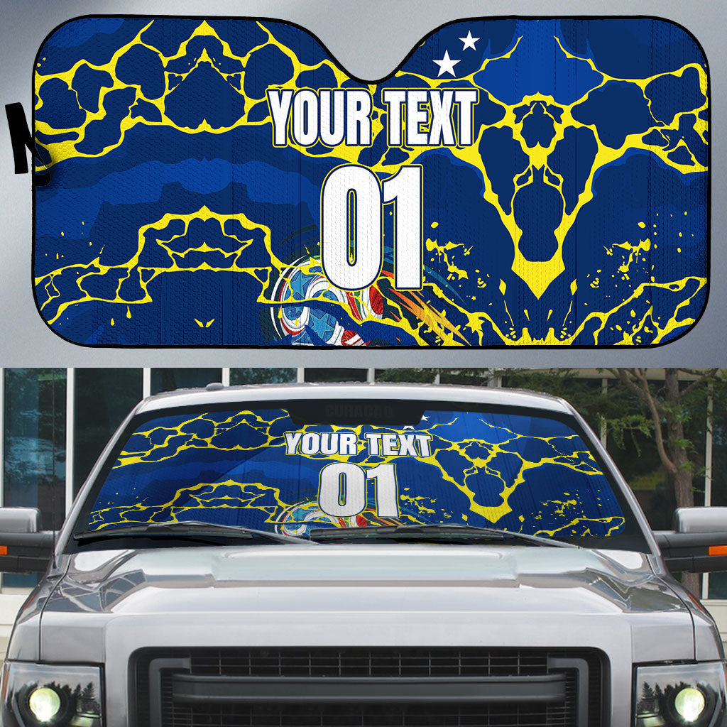 Personalized Curacao Football Auto Sun Shade Caribbean Splash Paint Soccer Graphic