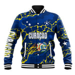 Personalized Curacao Football Baseball Jacket Caribbean Splash Paint Soccer Graphic