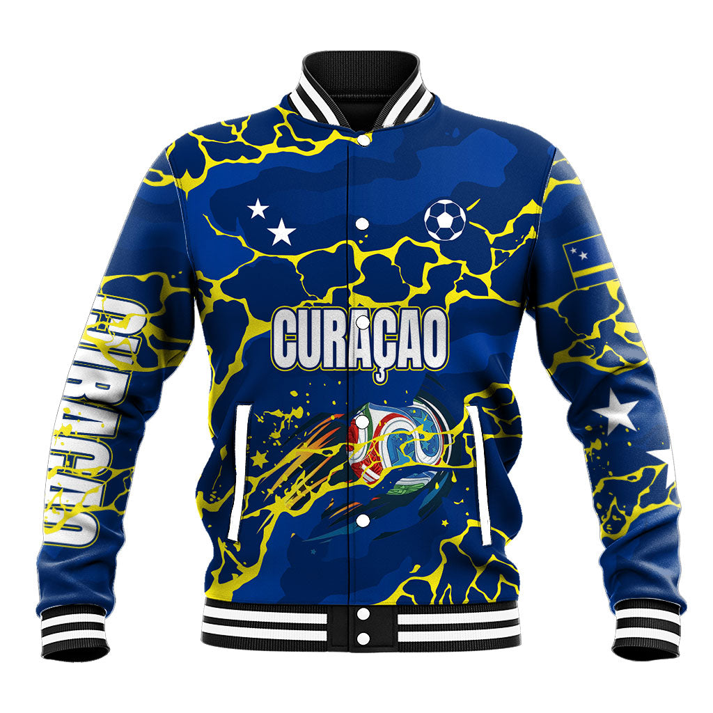 Personalized Curacao Football Baseball Jacket Caribbean Splash Paint Soccer Graphic