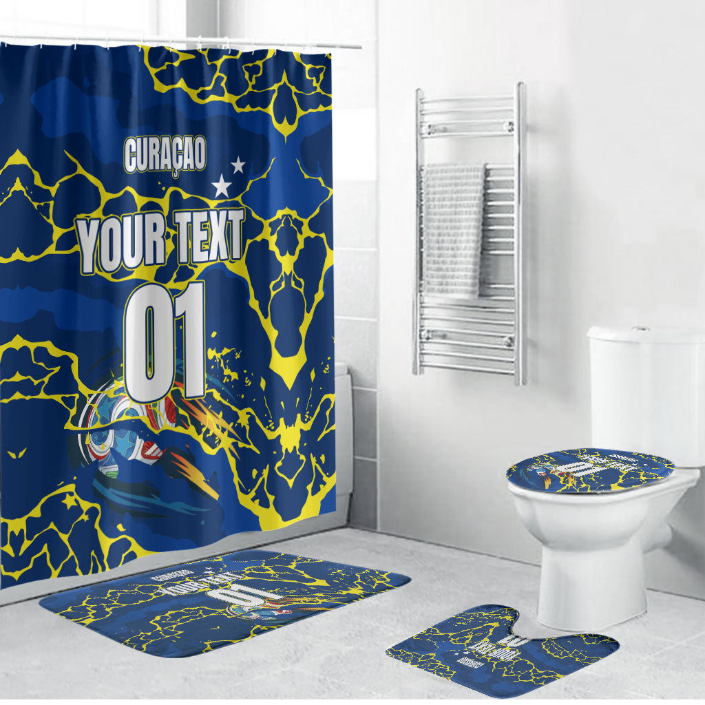 Personalized Curacao Football Bathroom Set Caribbean Splash Paint Soccer Graphic