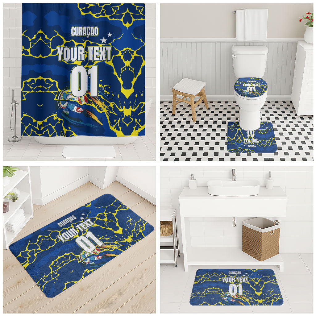Personalized Curacao Football Bathroom Set Caribbean Splash Paint Soccer Graphic