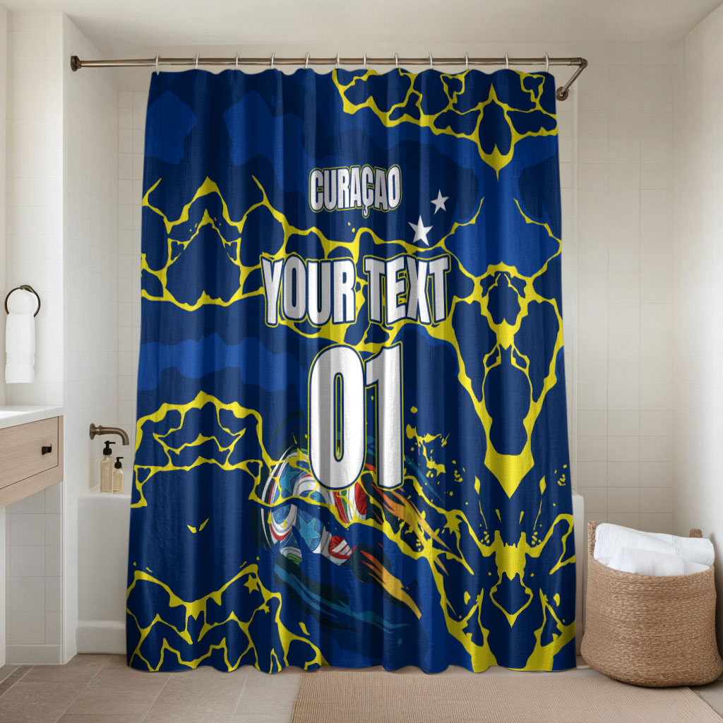 Personalized Curacao Football Bathroom Set Caribbean Splash Paint Soccer Graphic