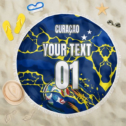 Personalized Curacao Football Beach Blanket Caribbean Splash Paint Soccer Graphic