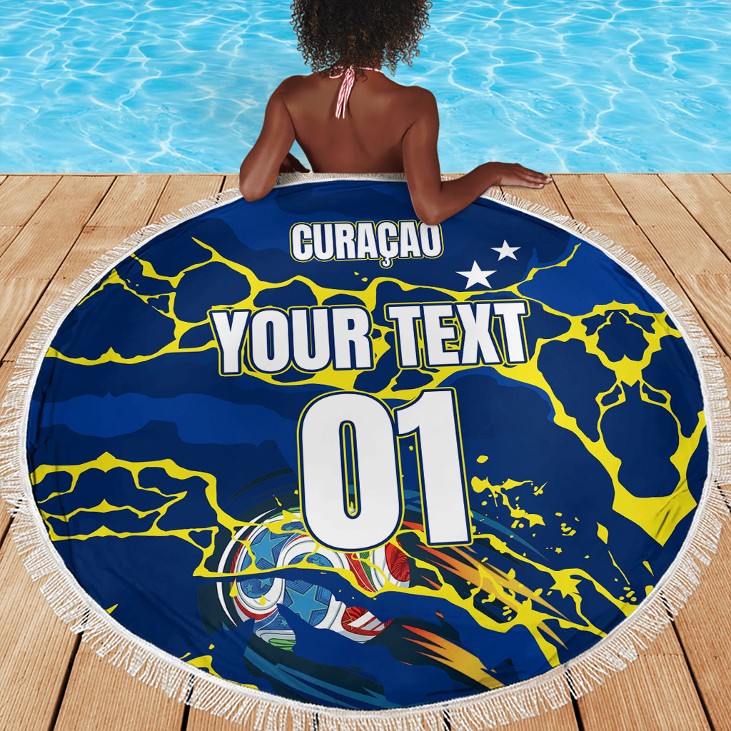 Personalized Curacao Football Beach Blanket Caribbean Splash Paint Soccer Graphic