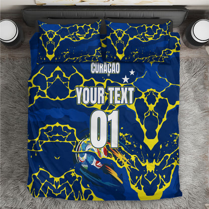 Personalized Curacao Football Bedding Set Caribbean Splash Paint Soccer Graphic